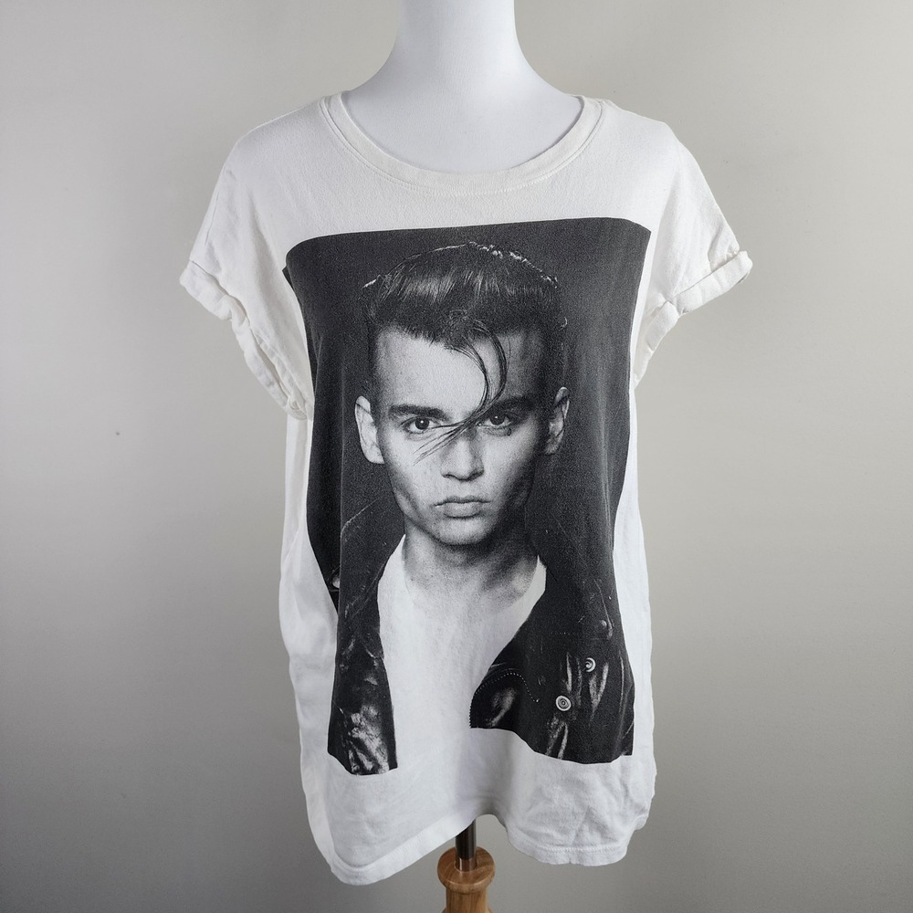 Cry Baby Johnny Depp Graphic T Shirt Womens Large White Movie Merch Tee Retro